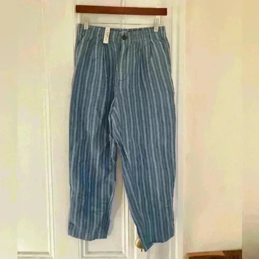 Madewell Linen-Blend Track Trousers in Stripe - Picture 3 of 5